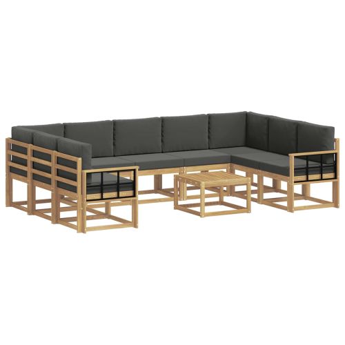 Комплект дивани за открито 10 pcs Бяло и антрацит