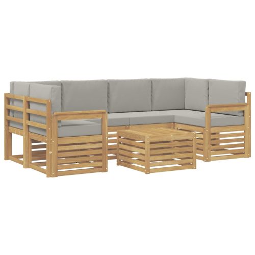 Комплект дивани за открито 7 pcs Бяло и светлосиво Полиестер