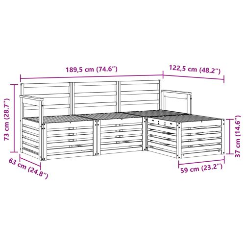Комплект дивани за открито 4 pcs Бяло 189,5 x 122,5 x 73 см