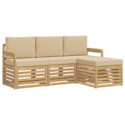 Комплект дивани за открито 4 pcs Бяло и Бежово