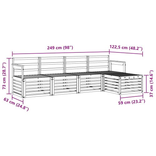 Комплект дивани за открито 5 pcs Бяло 249 x 122,5 x 73 см