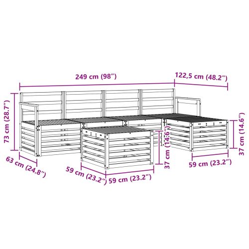 Комплект дивани за открито 6 pcs Бяло 59 x 59 x 37 см