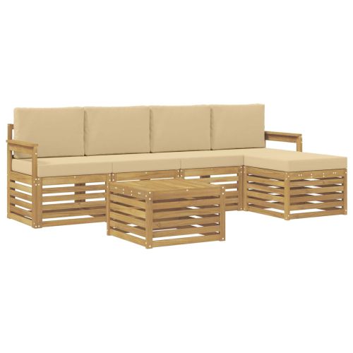 Комплект дивани за открито 6 pcs Бяло и Бежово 59 x 59 x 37 см