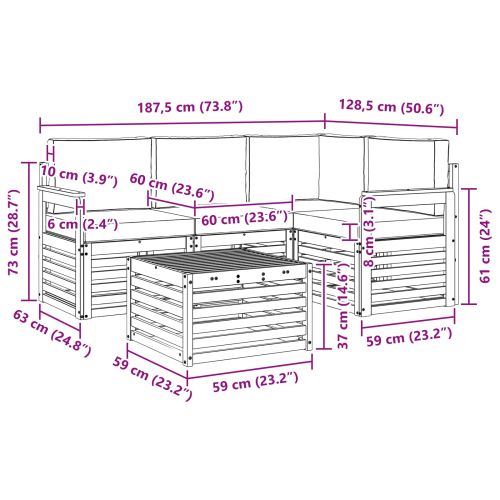 Комплект дивани за открито 5 pcs Бяло и антрацит