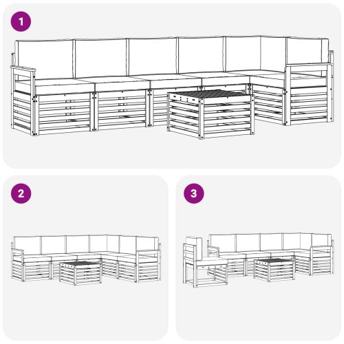 Комплект дивани за открито 7 pcs Бяло и Бежово 59 x 59 x 37 см