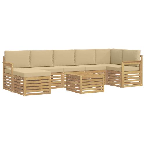 Комплект дивани за открито 7 pcs Бял и Бежов 59 x 59 x 37 см