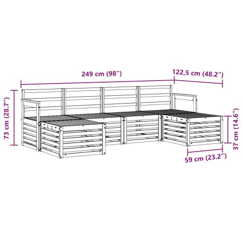 Комплект дивани за открито 5 pcs Бяло 249 x 122,5 x 73 см