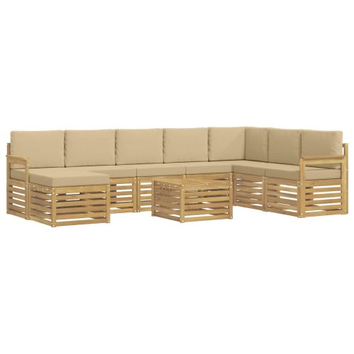 Комплект дивани за открито 7 pcs Бял и Бежов 59 x 59 x 37 см