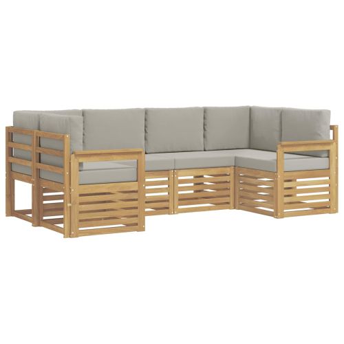 Комплект дивани за открито 5 pcs Бял и светлосив