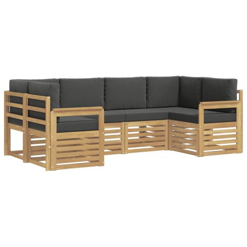 Комплект дивани за открито 5 pcs Бяло и антрацит