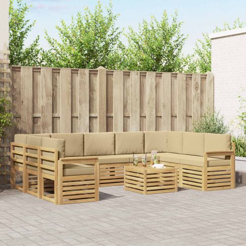 Комплект дивани за открито 8 pcs Бял и Бежов 59 x 59 x 37 см