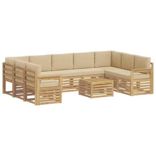 Комплект дивани за открито 8 pcs Бял и Бежов 59 x 59 x 37 см