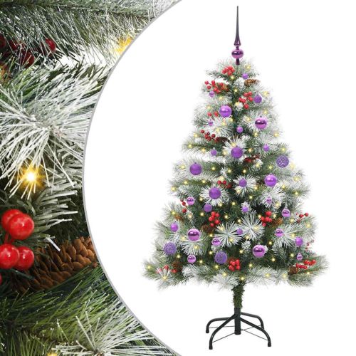 С изкуствено коледно дърво Зелен и бял 150 cm