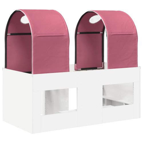 Легло с тунел 4 pcs Бяло и розово Инженерна дървесина