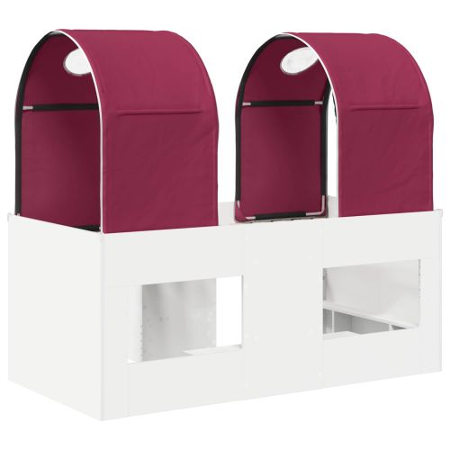 Легло с тунел 4 pcs Бяло и червено Инженерна дървесина