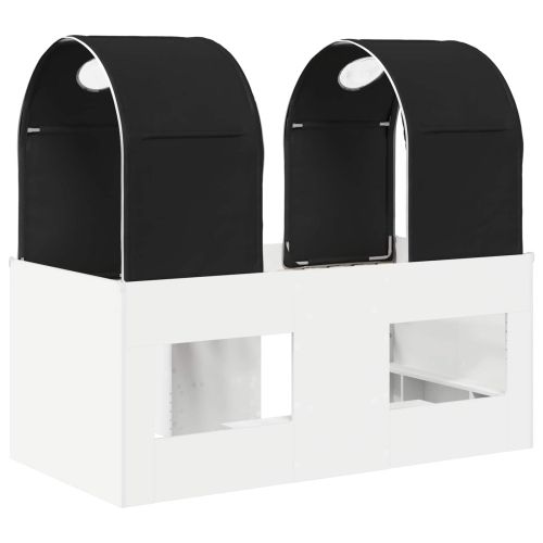 Легло с тунел 4 pcs Бяло и черно Инженерна дървесина