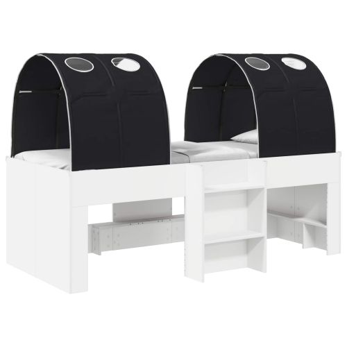 Легло с тунел 4 pcs Бяло и черно Инженерна дървесина