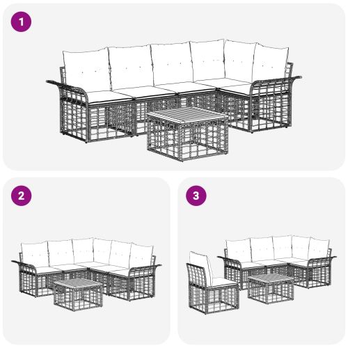 Комплект дивани за открито 6 pcs Естествено и кремаво бяло
