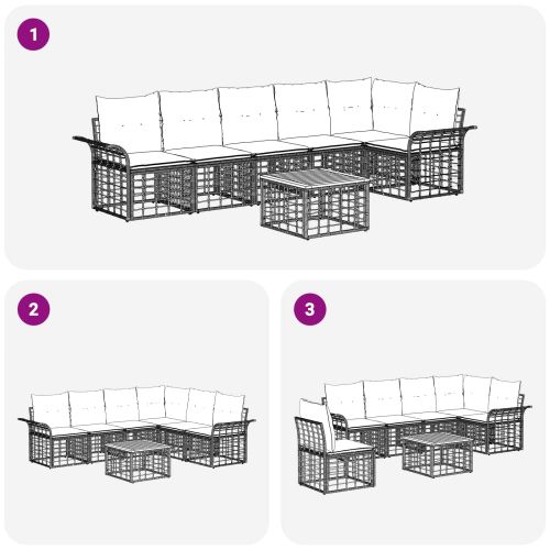 Комплект дивани за открито 7 pcs Естествено и кремаво бяло