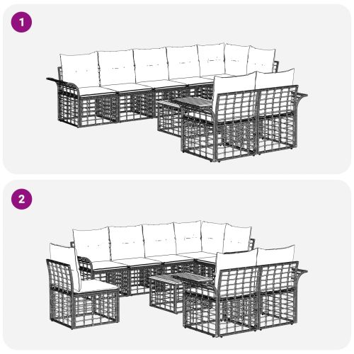 Комплект дивани за открито 9 pcs Естествено и кремаво бяло