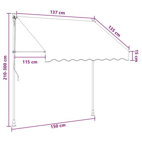 Ръчен сгъваем навес Таупе 150 cm