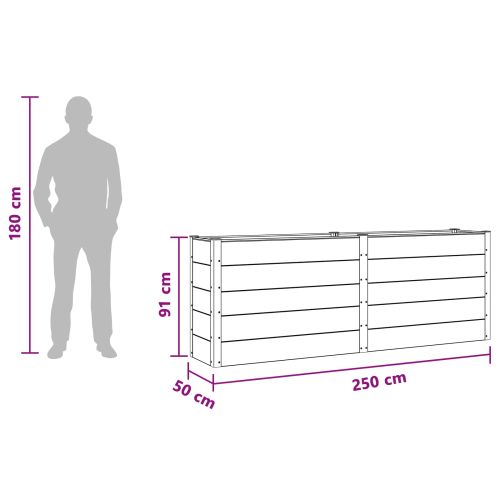 Градинска повдигната леха Кафяво 250 x 50 x 91 см