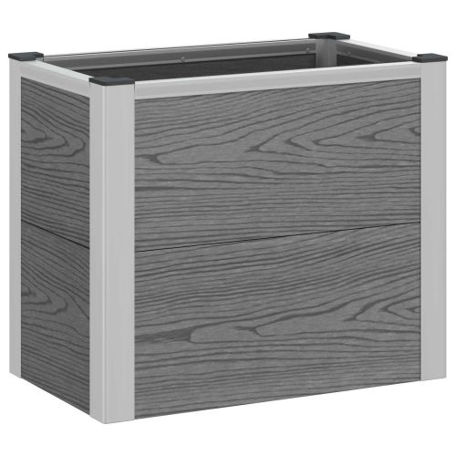 Градинска повдигната леха Сиво 50 x 30 x 22 см WPC и алуминий
