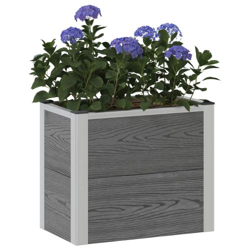 Градинска повдигната леха Сиво 50 x 30 x 22 см WPC и алуминий