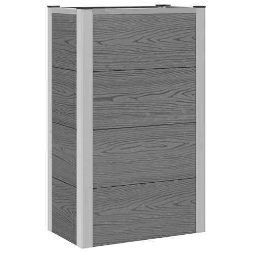 Градинска повдигната леха Сиво 50 x 30 x 22 см WPC и алуминий