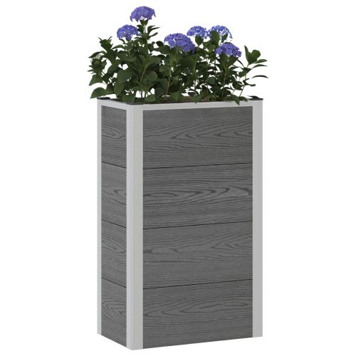 Градинска повдигната леха Сиво 50 x 30 x 22 см WPC и алуминий