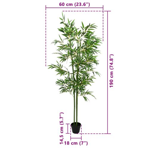 Изкуствено бамбуково дърво 2 pcs Зелено 60 x 18 x 190 см