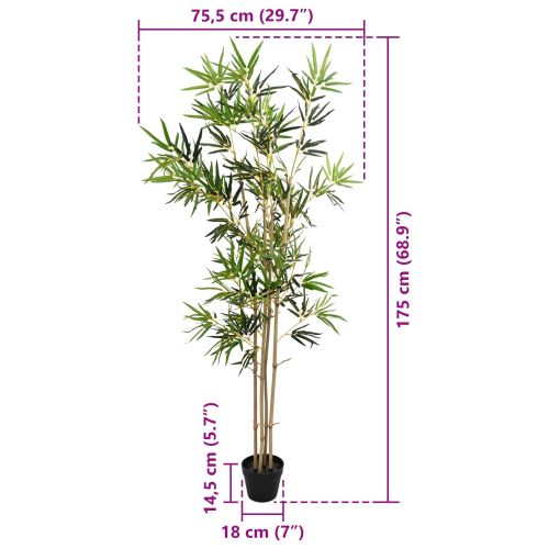 Изкуствено бамбуково дърво Зелено 75,5 x 18 x 175 см