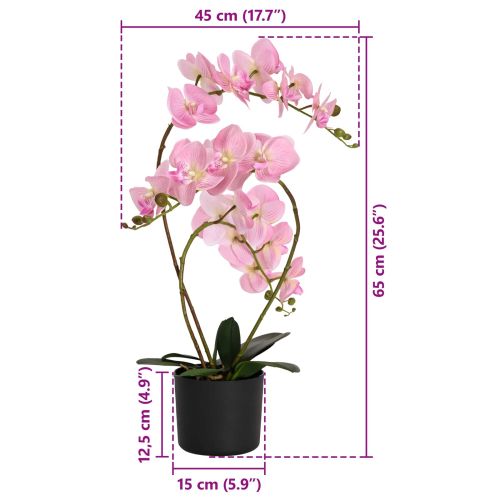 Изкуствен орхидей с саксия Розово 45 x 15 x 65 см