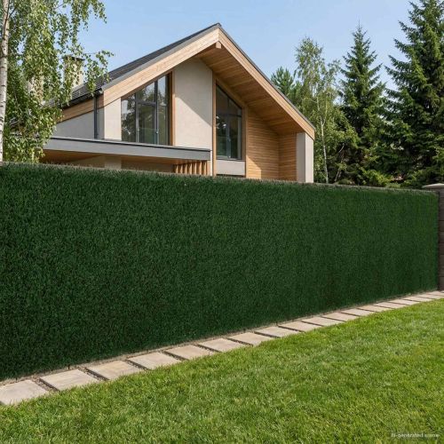 Изкуствена ограда Тъмнозелено 1 x 6 m PVC и стомана