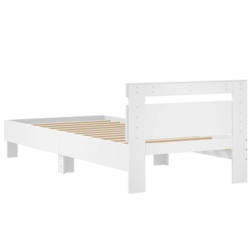 Леглова рамка с табла Бяло 80 x 200 cm Инженерна дървесина