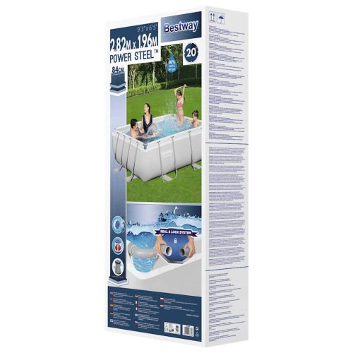 Bestway Power Steel Комплект басейн правоъгълен 282x196x84 см