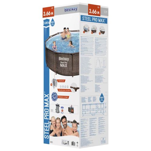 Bestway Steel Pro MAX Комплект басейн Deluxe Series кръгъл 366x100 см