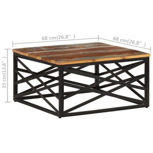 Маса за кафе, 68x68x35 см, регенерирано дърво масив