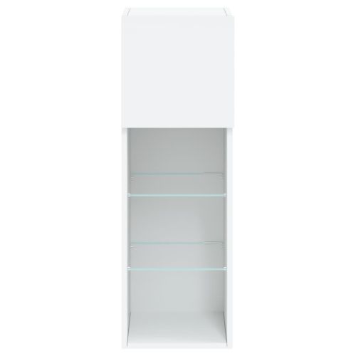ТВ шкафове с LED осветление, 2 бр, бели, 30,5x30x90 см