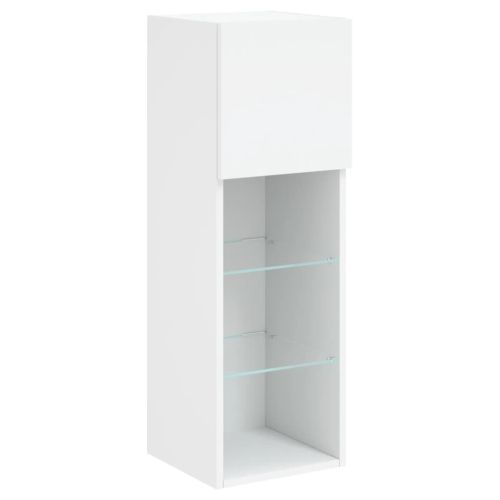 ТВ стенни шкафове, 4 части, с LED светлини, бели