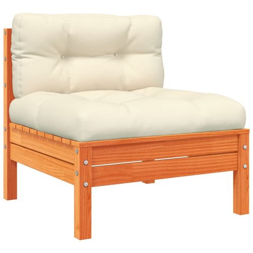 Градински комплект с възглавници, 4 части, восъчнокафяв