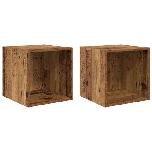 Стенен шкаф 2 pcs Старо дърво 37 x 37 x 37 см Инженерно дърво