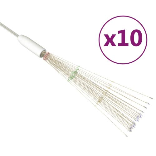 Външни коледни светещи фойерверки 10 бр цветни 20 см 1400 LED