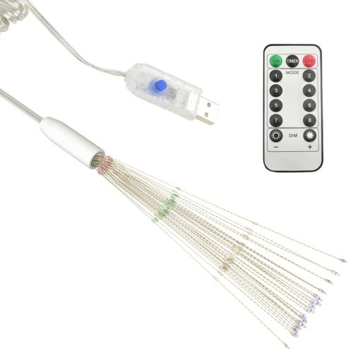 Външни коледни светещи фойерверки 10 бр цветни 20 см 1400 LED