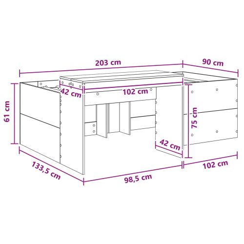Детско легло с височина и бюро Дъб сонома 90 x 200 cm