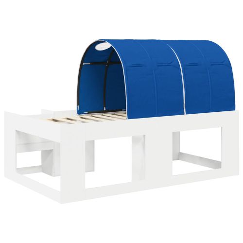 Легло с тунел с рафт 3 pcs Бяло и синьо Инженерно дърво