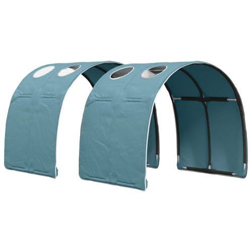 Легло с тунел с рафт 3 pcs Бяло и светлосиньо Инженерно дърво