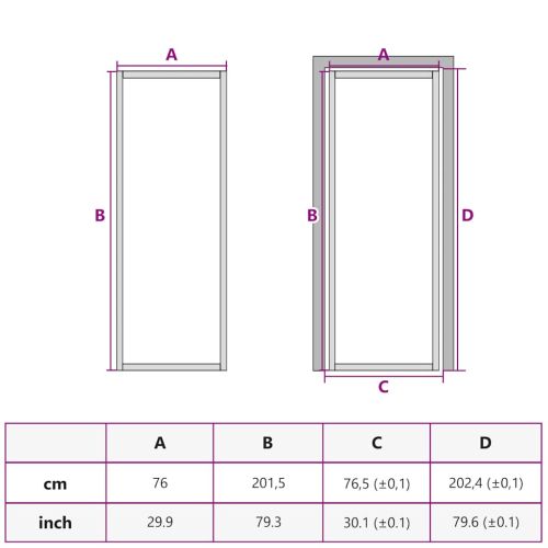 Интериорна врата 76x201,5 см бяла ESG стъкло и алуминий