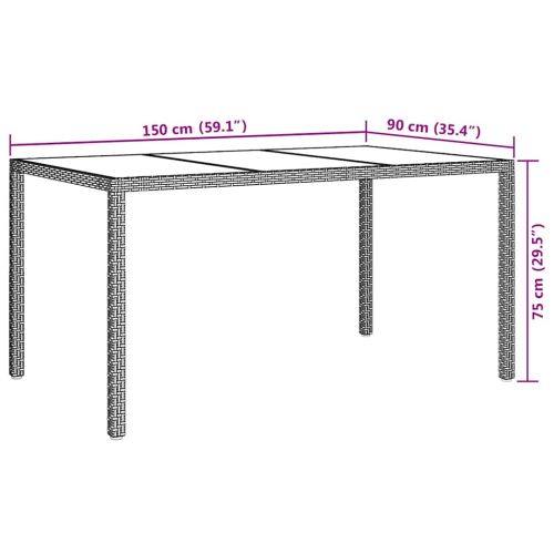 Градинска маса Кафяво 150 x 90 x 75 cm полиратан