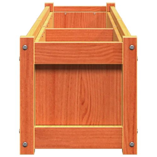 Градински сандък восъчнокафяв 150x31x31 см борово дърво масив